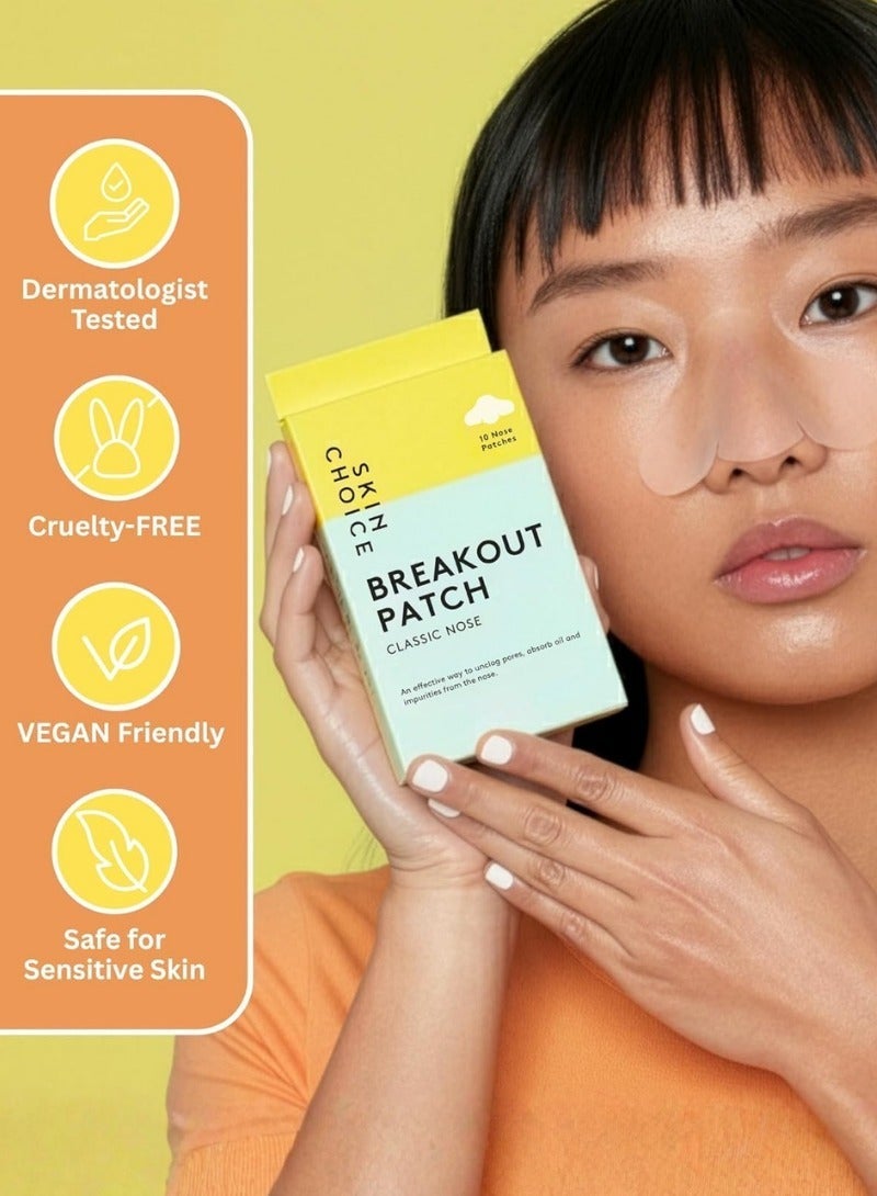 SKIN CHOICE SkinChoice Breakout Patch Classic Nose - Hydrocolloid Pimple Patches - Vegan, Fragrance-free, Gluten-free, Latex-free, Parabens-free, Sulfates-free, Cruelty-free for Face and Body - Pack of 10 - Image 3