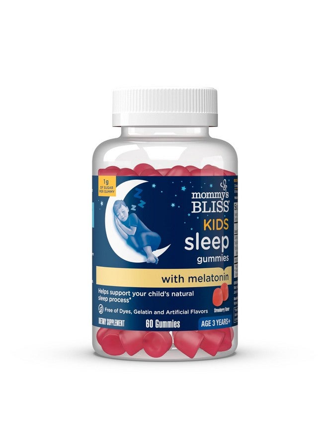 Mommy's Bliss علكة ميلاتونين للنوم للأطفال من مومي بلِس، خالية من الألوان الصناعية والنكهات أو الجيلاتين، بنكهة الفراولة، العمر 3 سنوات فما فوق (60 علكة) - Image 1