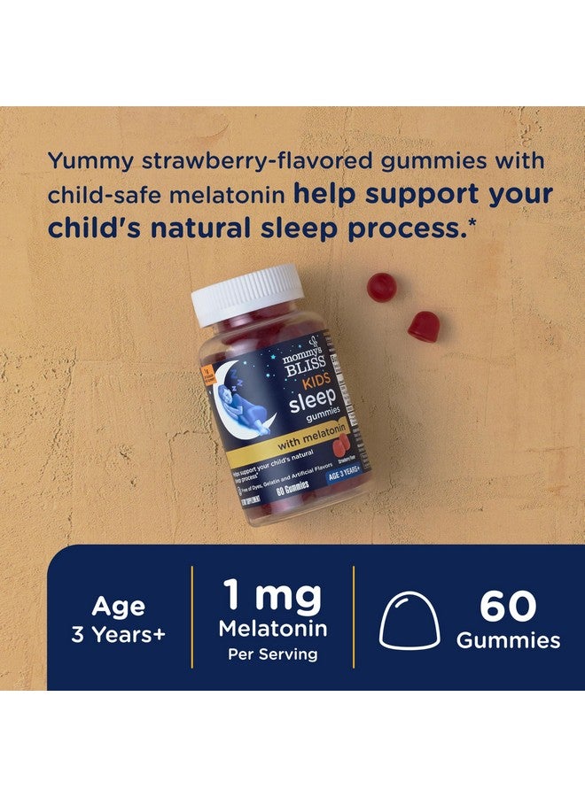 Mommy's Bliss علكة ميلاتونين للنوم للأطفال من مومي بلِس، خالية من الألوان الصناعية والنكهات أو الجيلاتين، بنكهة الفراولة، العمر 3 سنوات فما فوق (60 علكة) - Image 3