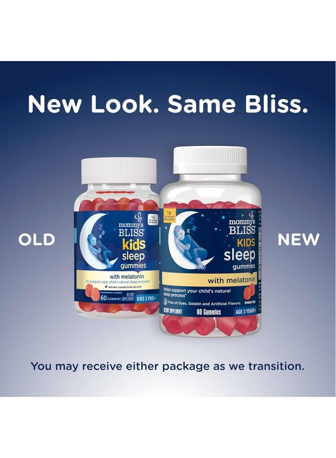 Mommy's Bliss علكة ميلاتونين للنوم للأطفال من مومي بلِس، خالية من الألوان الصناعية والنكهات أو الجيلاتين، بنكهة الفراولة، العمر 3 سنوات فما فوق (60 علكة) - Image 2