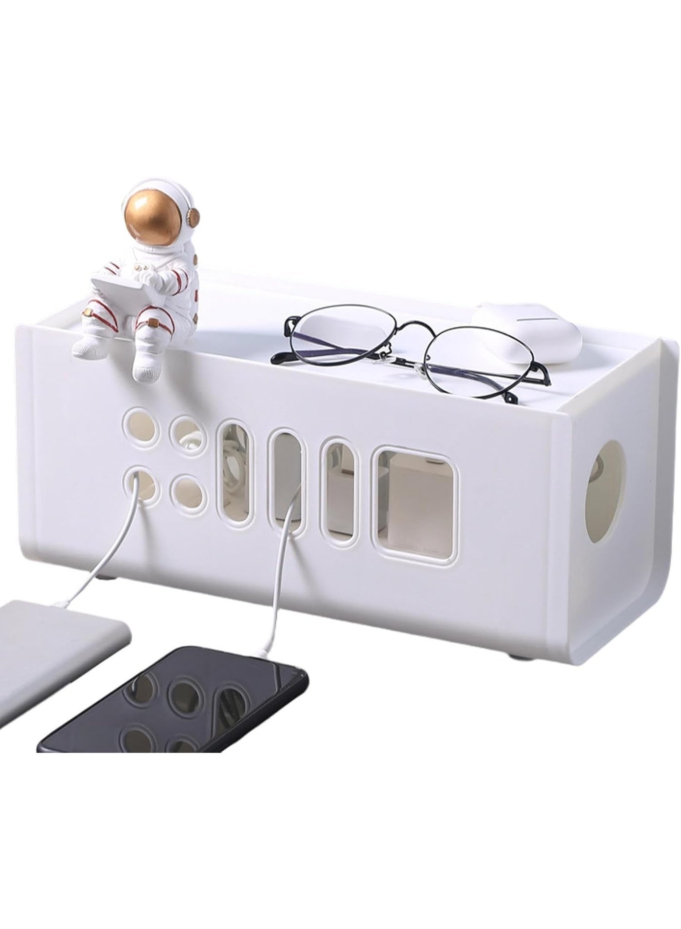 Arabest Cable Saver Box, Desktop Management Cable Box, Computer Large Cable Storage Organizer, Storage Box Power Strip
