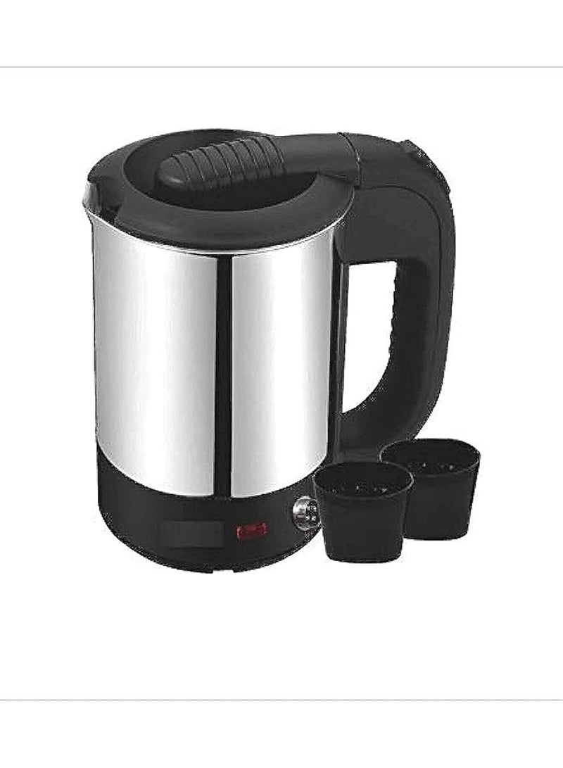 غلاية كهربائية صغيرة سعة 500 مل مع كوبين من البلاستيك - Image 1