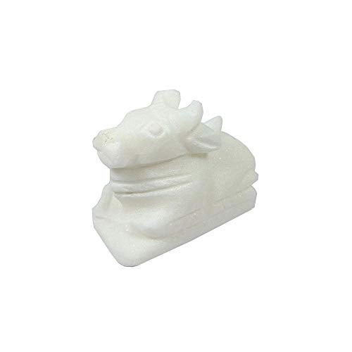 SK Craft Marble Handcrafted White Nandi Idol -2x2x1 (LxHxW) INCHES - Image 2