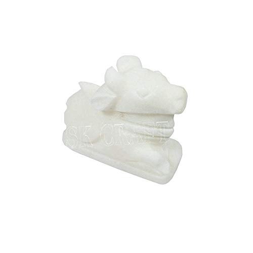 SK Craft Marble Handcrafted White Nandi Idol -2x2x1 (LxHxW) INCHES - Image 1