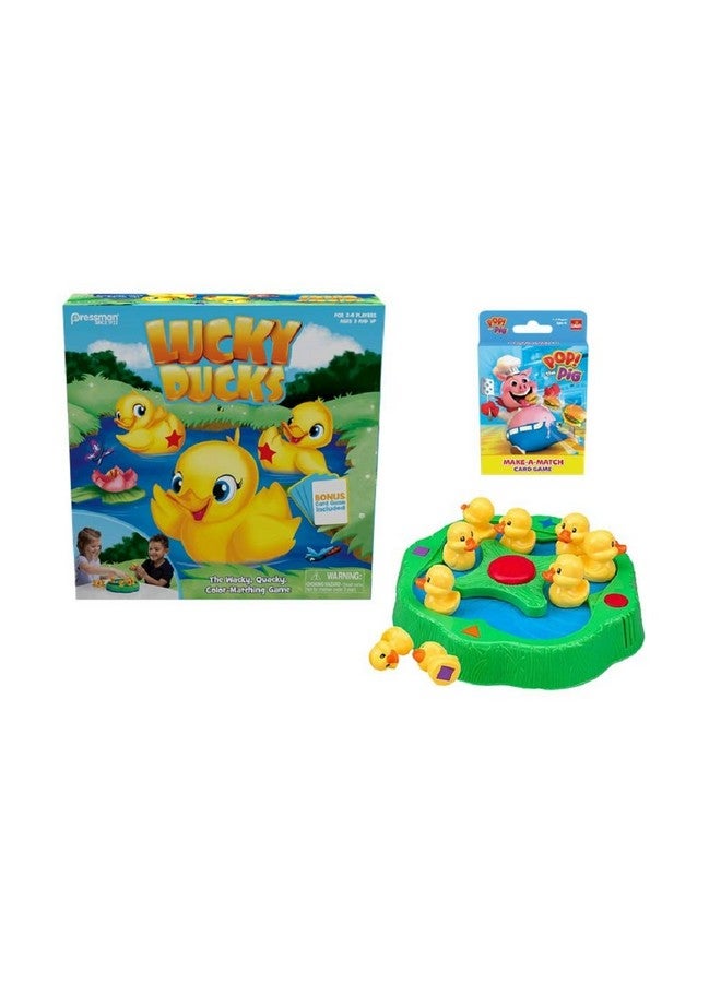 Pressman Lucky Ducks - The Memory and Matching Game That Moves - Includes A Fun Pop The Pig Make-A-Match Card Game-Multicolor - Image 2