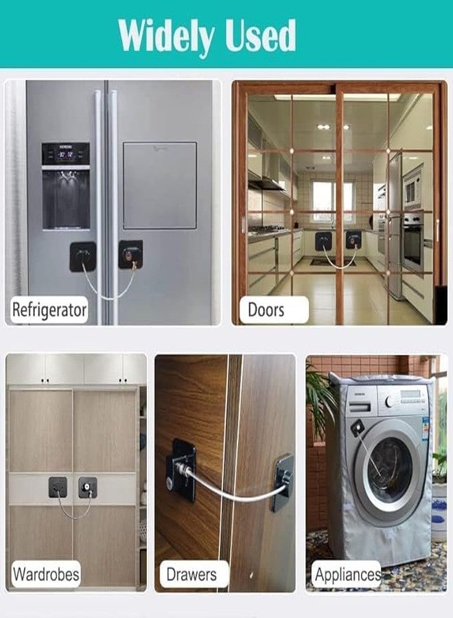 GAMAHA Safety Door Locks with Keys for Cupboard, Cabinets, Fridge & Freezers, Child Security Locks, Childproof Your House, with Adhesive, Residue Free, Multicolor - Image 5