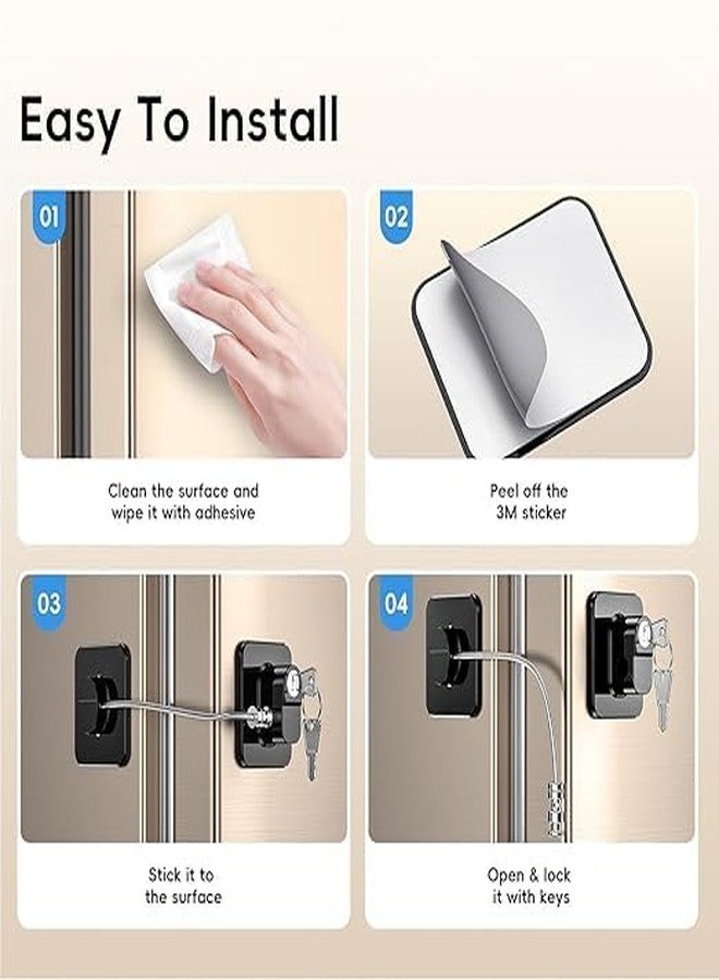 GAMAHA Safety Door Locks with Keys for Cupboard, Cabinets, Fridge & Freezers, Child Security Locks, Childproof Your House, with Adhesive, Residue Free, Multicolor - Image 3