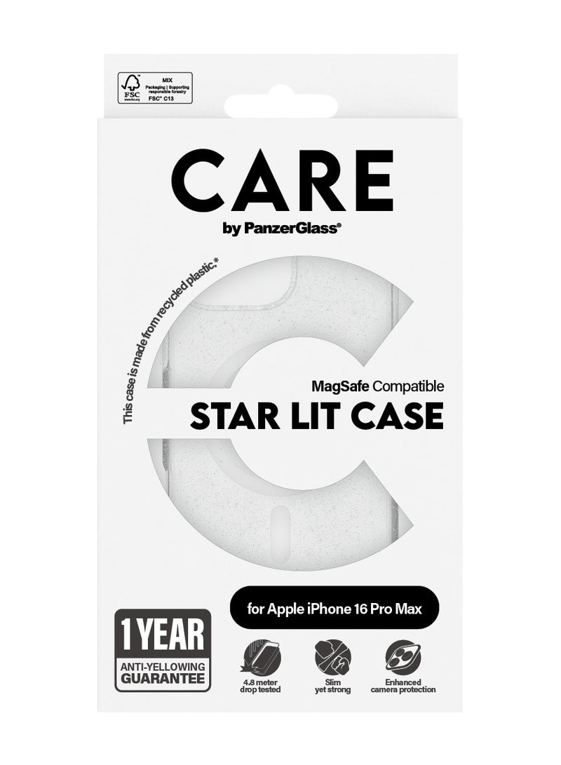 PanzerGlass حافظة الهاتف CARE من PanzerGlass® Star Lit MagSafe لجهاز Apple iPhone 16 Pro Max باللون الأبيض، مختبرة للسقوط من ارتفاع 4.8م، مصنوعة من البلاستيك المعاد تدويره، ضمان ضد الاصفرار، حماية معززة للكاميرا - Image 3