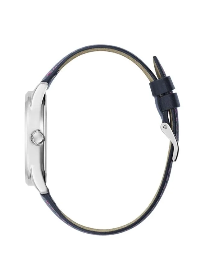 جس Iridescent Logo Dial & Leather Strap Watch