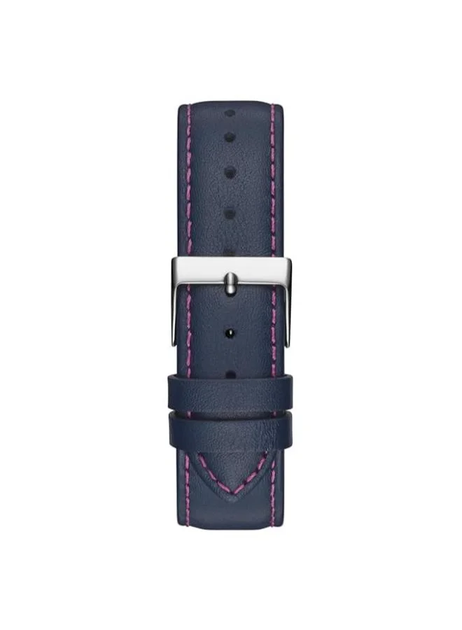 GUESS Iridescent Logo Dial & Leather Strap Watch