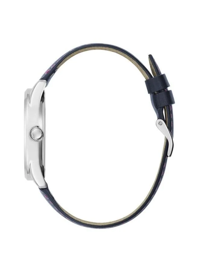 GUESS Iridescent Logo Dial & Leather Strap Watch
