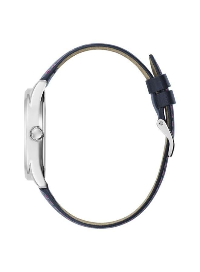 GUESS Iridescent Logo Dial & Leather Strap Watch - Image 2