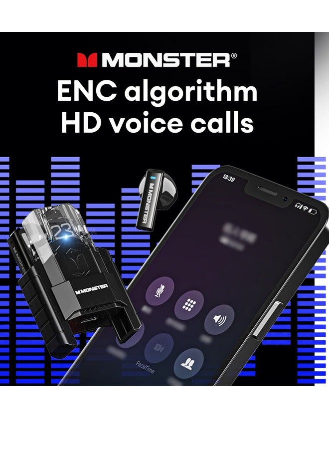 مونستر سماعات الرأس Monster XKT23 اللاسلكية بتقنية البلوتوث بتصميم ميكا ستايل مصنوع من مادة معدنية للألعاب، مقاومة للماء لتقليل الضوضاء مع ميكروفون أسود - Image 3