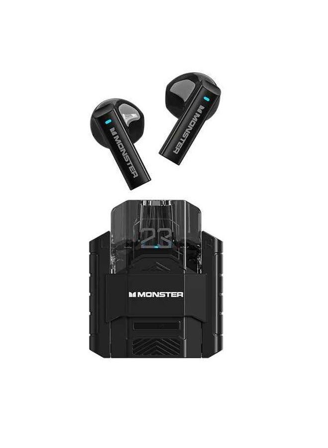 مونستر سماعات الرأس Monster XKT23 اللاسلكية بتقنية البلوتوث بتصميم ميكا ستايل مصنوع من مادة معدنية للألعاب، مقاومة للماء لتقليل الضوضاء مع ميكروفون أسود - Image 1