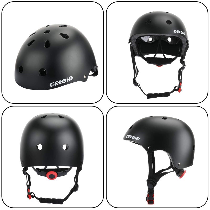CELOID Kids Helmet Pad Set,Adjustable Kids Skateboard Bike Helmet Knee & Elbow Pads Wrist Guards 5-8 Years Kid Protective Gear Set for Girls Boys Bicycle Bike Roller Skating Scooter Rollerblade Sport - Image 2