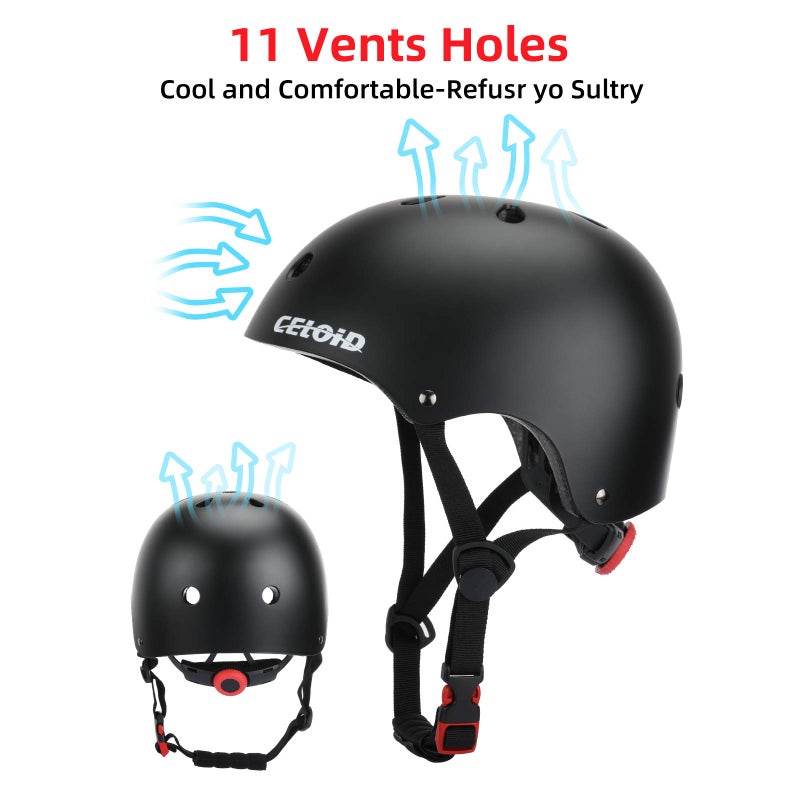 CELOID Kids Helmet Pad Set,Adjustable Kids Skateboard Bike Helmet Knee & Elbow Pads Wrist Guards 5-8 Years Kid Protective Gear Set for Girls Boys Bicycle Bike Roller Skating Scooter Rollerblade Sport - Image 5