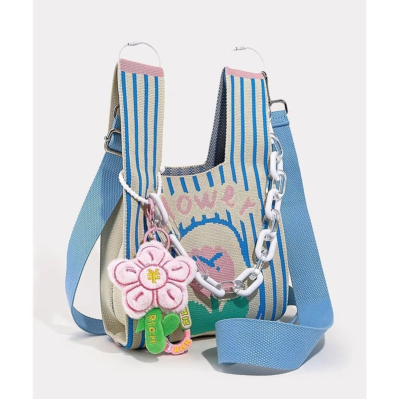 Factory Korean Women'S Bag Cow Color Knitted Bag Handbag All-Match Wool Bucket Bag Hand Bag Tote Bag For Women - Image 2