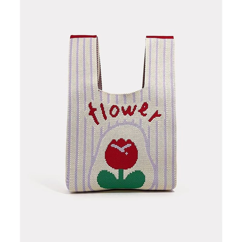 Factory Korean Women'S Bag Cow Color Knitted Bag Handbag All-Match Wool Bucket Bag Hand Bag Tote Bag For Women - Image 3