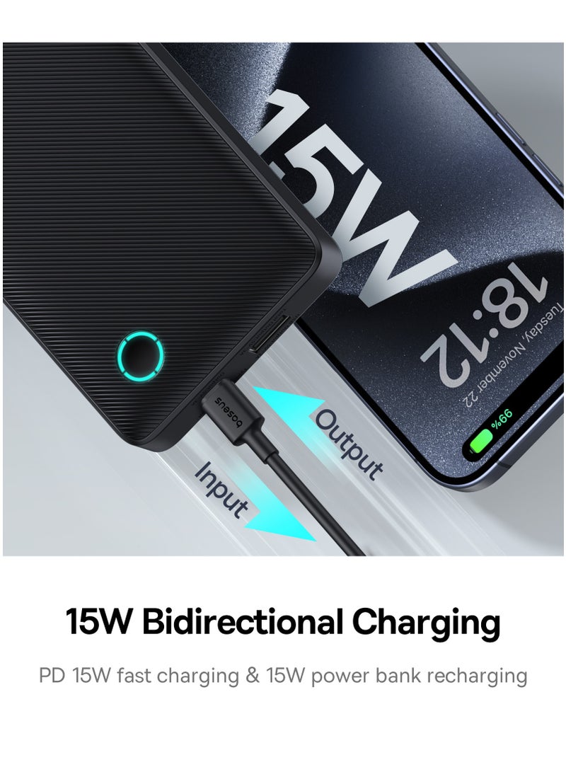 بيسوس بنك طاقة محمول، شاحن محمول USB-C مع منفذ PD USB-C ومنافذ QC USB-A، حزمة بطارية لشحن يصل إلى 15 وات لسلسلة iPhone 15-12، Samsung Galaxy S24/S23، iPad/Pro - Image 4