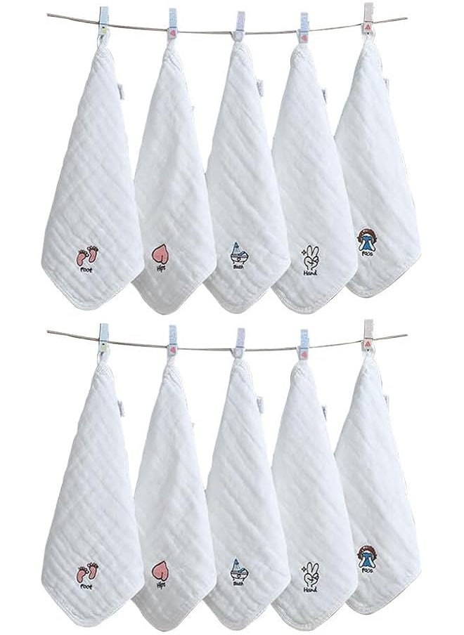 erorex Baby Washcloths 10 Pack Muslin Cotton Towels Natural Cotton Baby Wipes Soft Newborn Baby Face Towel  - Image 1