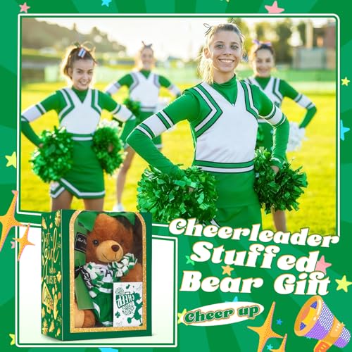 Arrowbash Cheerleading Gift Set Including Cute Cheerleader Bear, Artificial Flower, Card and Box for Cheerleading Lovers Cheer Team Christmas Party Favors Gifts(Green) - Image 4