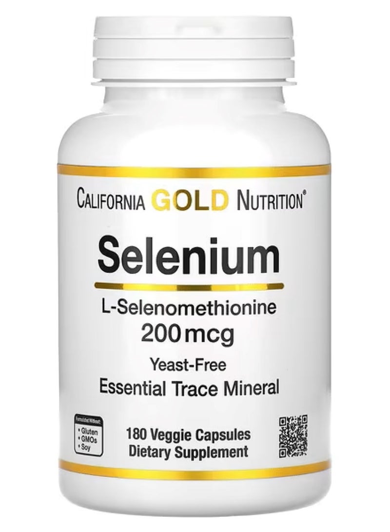 California Gold Nutrition Selenium Yeast Free 200 mcg 180 Veggie Caps