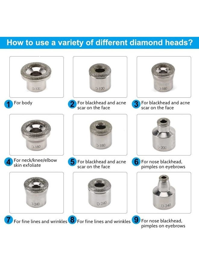 ZUOU Diamond Dermabrasion Head Microdermabrasion Exfoliator Home Facial Dermabrasion Tool Dermabrasion Replacements 9Tips  - Image 3