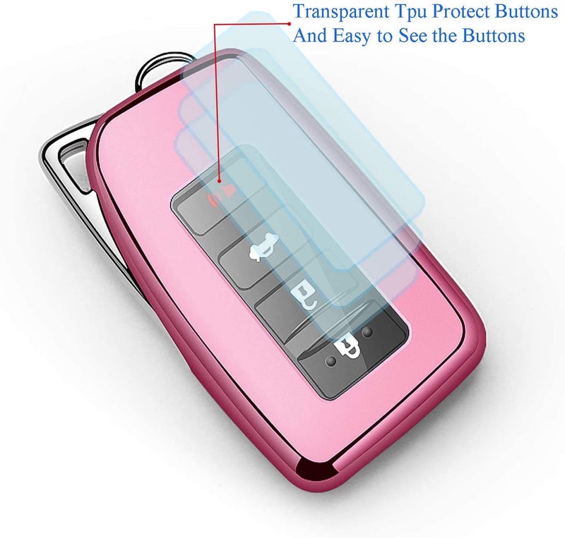 Autophone Compatible with Lexus Key Fob Cover with Keychain Soft TPU 360 Degree Protection Key Shell Case for RX ES GS LS NX RS GX LX RC LC Smart Key-Pink - Image 5