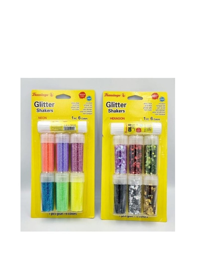 Flamingo GLITTER SHAKERS 6 COLOURS