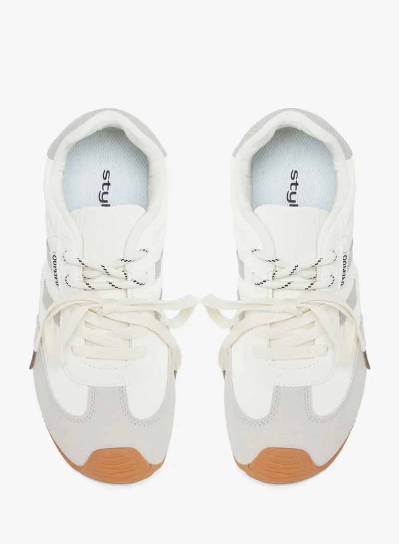 Styli Active  Striped Lace Up Sneakers for Women | Best Price UAE