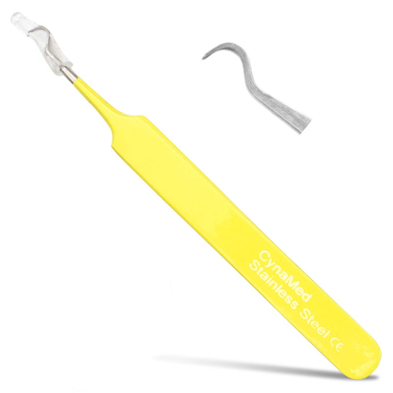 CYNAMED Blackhead Tweezer - Professional Curved Steel Tip Surgical Comedone & Splinter Extractor. Ideal Blemish & Acne Remover Tool Means Flawless Facial Skin (Yellow) - Image 1
