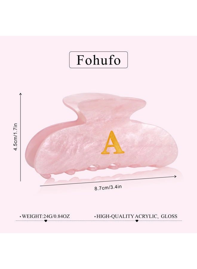 Fohufo Initial Cute Hair Clips - Pink Letter Elegant Hair Claw Clips, Fashion Glitter Claw Clips Durable Hair Clips, Wedding Gift, Bridesmaid Gifts, Birthday Gifts, Christmas Gift, Letter A - Image 4