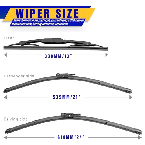 Rooppa 3 wipers Replacement for 20122017 Chevy Chevrolet Traverse Windshield Wiper Blades Original Equipment Replacement 242113 Set of 3 Pinch Tap - Image 3