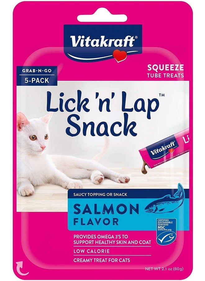 Lick 'N' Lap Salmon Flavor Creamy Treats For Cats, Low Calorie, GrabNGo Squeeze Tube Treats Or Saucy Food Topping, 5 Pack - pzsku/ZF57D56566D03948BEE34Z/45/_/1726219703/8563d281-f5df-4ace-846e-04b2a6b3f378