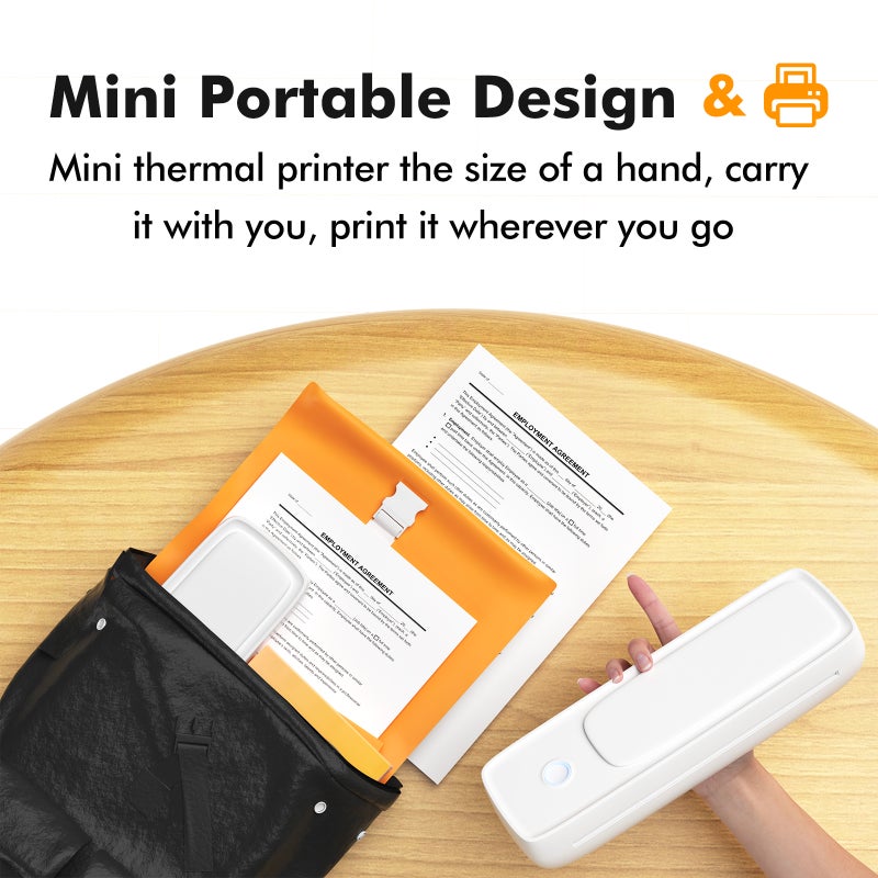 A4 Portable Paper Printer Thermal Printing Wireless BT Connect Compatible with iOS and Android Mobile Photo Printer Support 210mm Wide for Outdoor Travel Home Office Printing Sketches Reports Printing with 1 A4 Thermal Paper Roll - Image 3