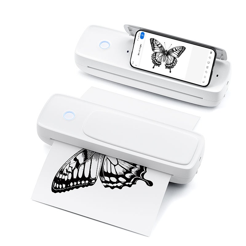 A4 Portable Paper Printer Thermal Printing Wireless BT Connect Compatible with iOS and Android Mobile Photo Printer Support 210mm Wide for Outdoor Travel Home Office Printing Sketches Reports Printing with 1 A4 Thermal Paper Roll - Image 1