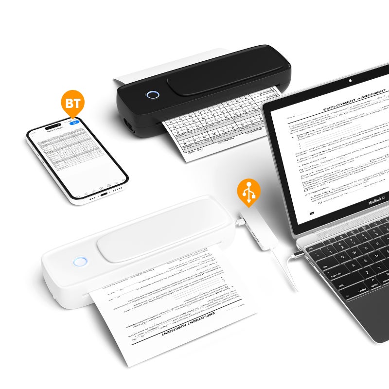 A4 Portable Paper Printer Thermal Printing Wireless BT Connect Compatible with iOS and Android Mobile Photo Printer Support 210mm Wide for Outdoor Travel Home Office Printing Sketches Reports Printing with 1 A4 Thermal Paper Roll - Image 5