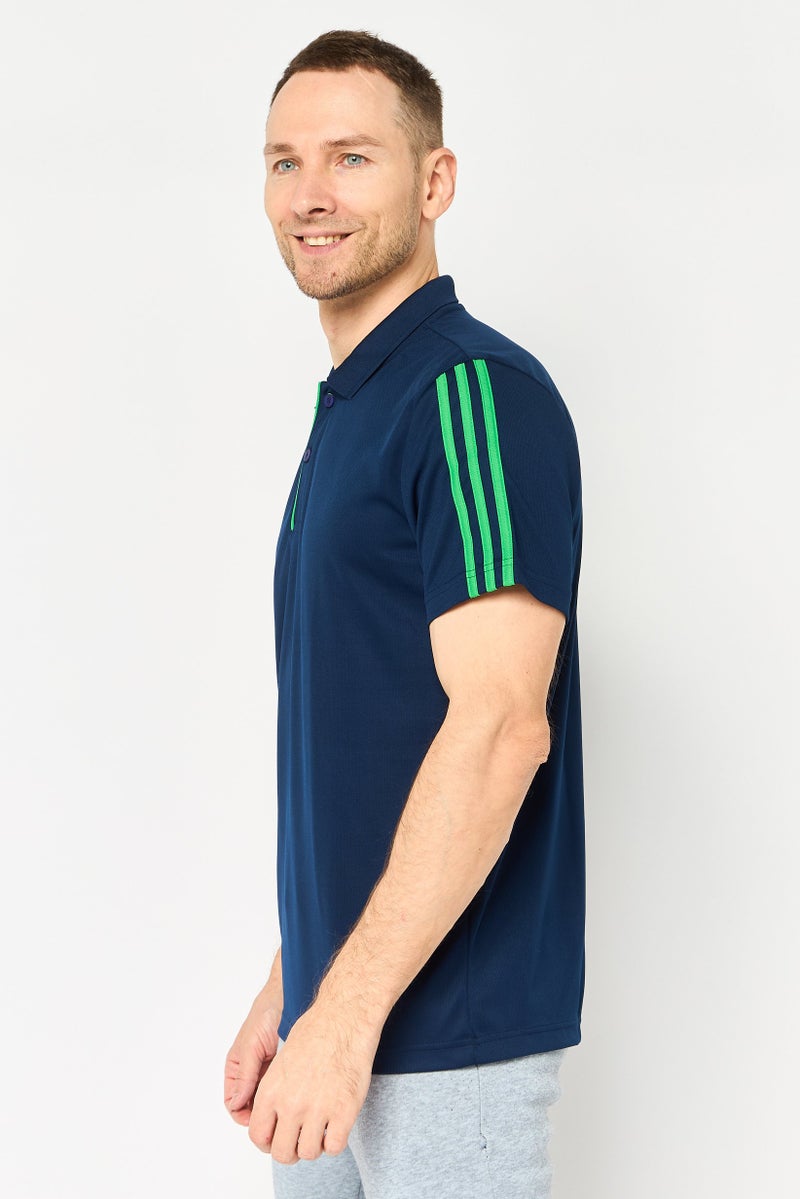 Adidas Men Sportswear Fit Short Sleeve Outdoor Polo Shirt, Navy - Image 3