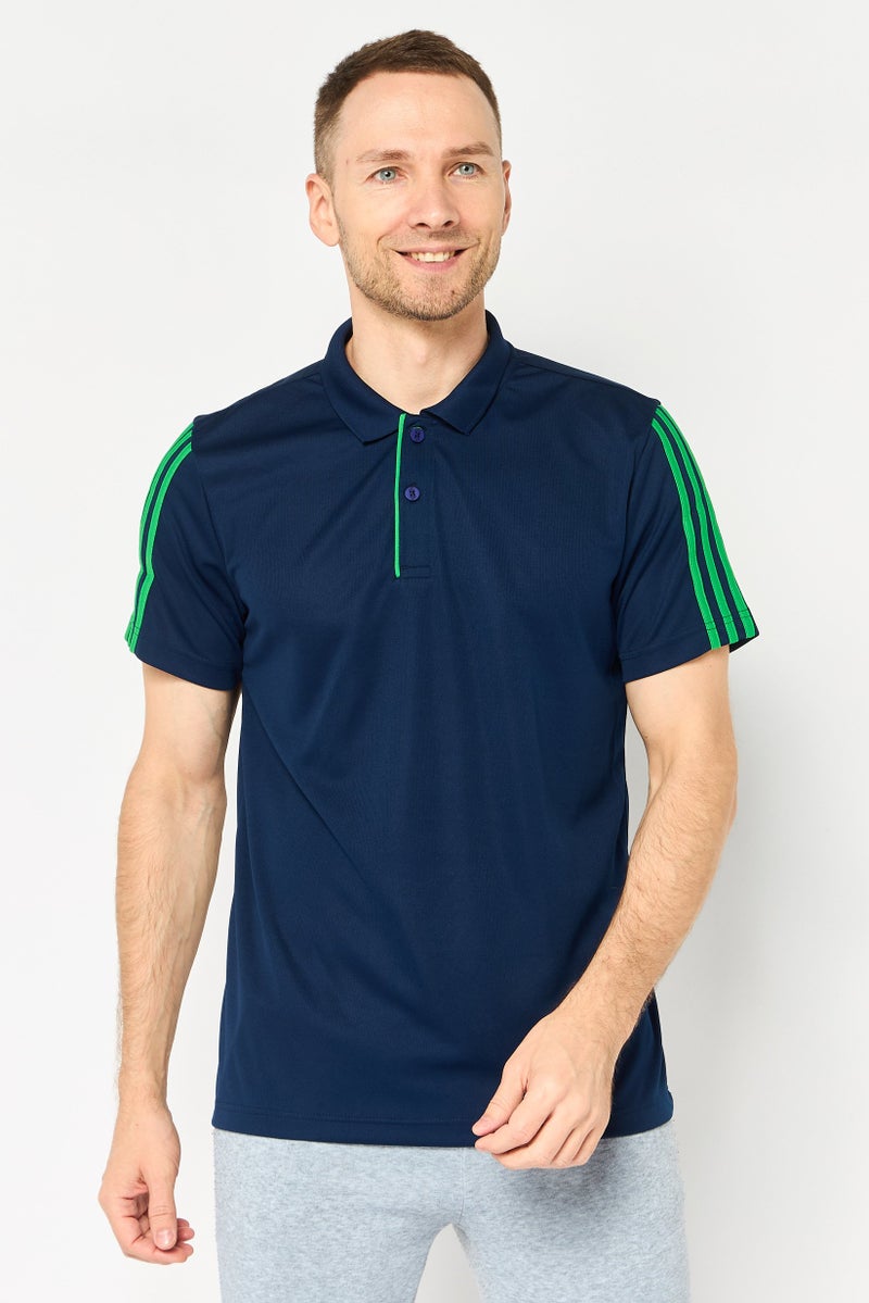 Adidas Men Sportswear Fit Short Sleeve Outdoor Polo Shirt, Navy - Image 1