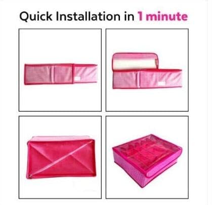SUNVIKA HOUSE SUNVIKA HOUSE closet wardrobe Foldable Organizer Storage Box for Undergarments Bra Socks Ties scrafs with 24 Column Pink - Image 4