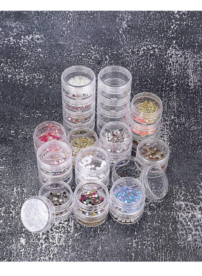 SYOSI مجموعة من 6 حاويات تخزين المجوهرات من البلاستيك الدائري المكون من 5 طبقات، صندوق منظم ملحقات الحرف الفنية الصغيرة، حاويات سعة 10 مل، برطمانات للمجوهرات، تصميمات أظافر الخرز الصغيرة - Image 2