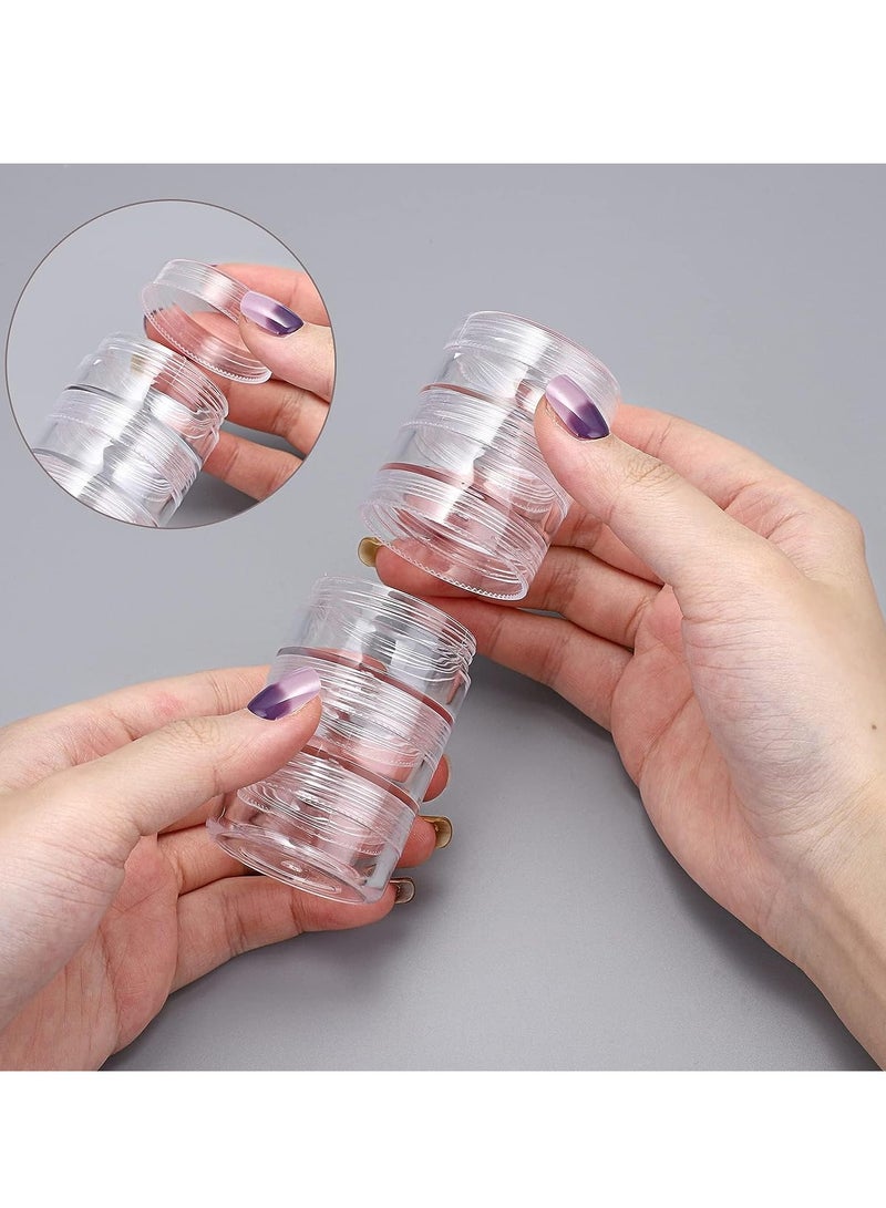 SYOSI مجموعة من 6 حاويات تخزين المجوهرات من البلاستيك الدائري المكون من 5 طبقات، صندوق منظم ملحقات الحرف الفنية الصغيرة، حاويات سعة 10 مل، برطمانات للمجوهرات، تصميمات أظافر الخرز الصغيرة - Image 4