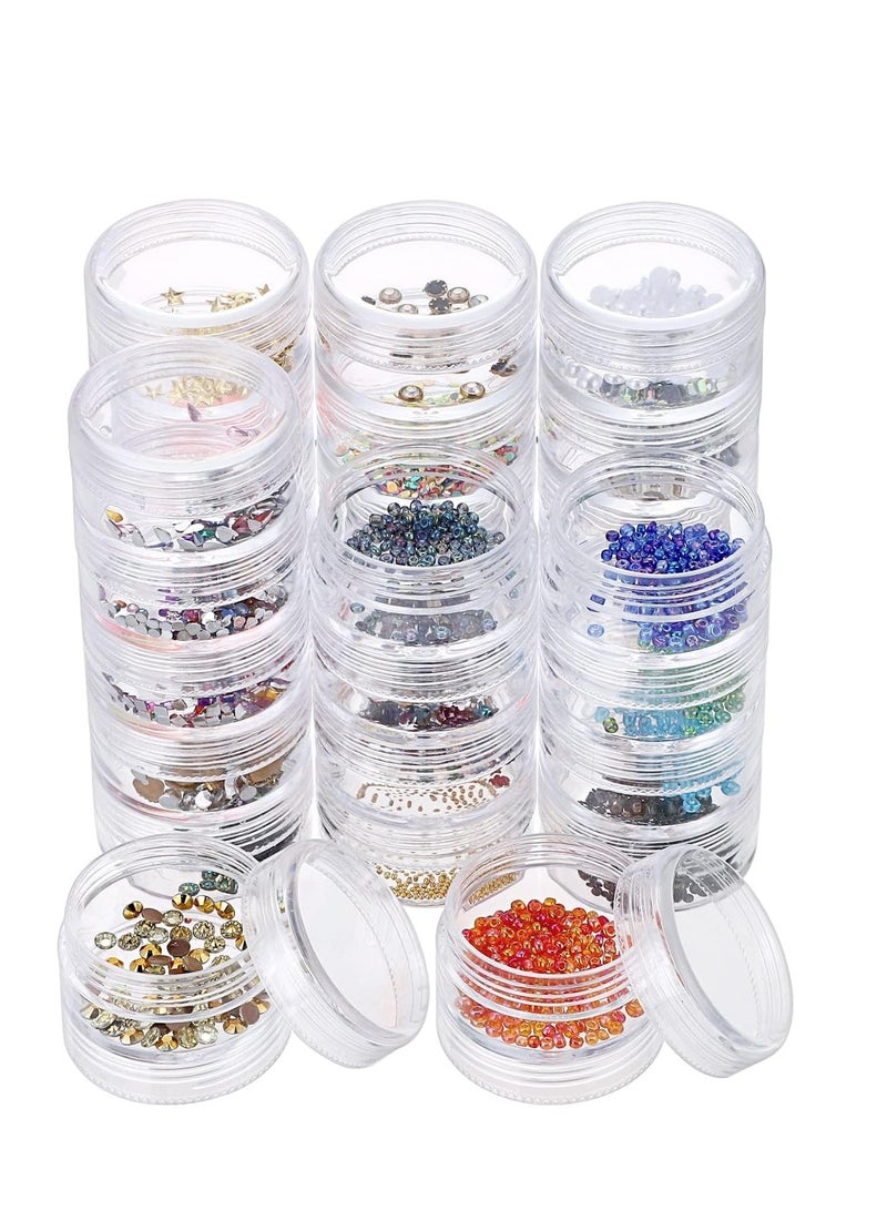 SYOSI مجموعة من 6 حاويات تخزين المجوهرات من البلاستيك الدائري المكون من 5 طبقات، صندوق منظم ملحقات الحرف الفنية الصغيرة، حاويات سعة 10 مل، برطمانات للمجوهرات، تصميمات أظافر الخرز الصغيرة - Image 1