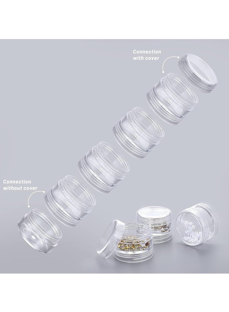 SYOSI مجموعة من 6 حاويات تخزين المجوهرات من البلاستيك الدائري المكون من 5 طبقات، صندوق منظم ملحقات الحرف الفنية الصغيرة، حاويات سعة 10 مل، برطمانات للمجوهرات، تصميمات أظافر الخرز الصغيرة - Image 5