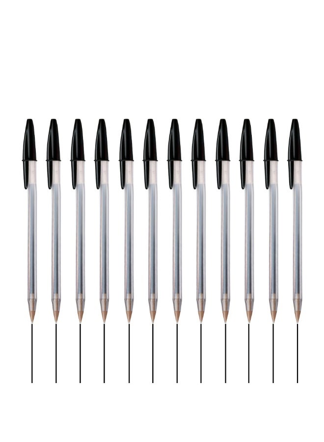 Black Ballpoint Pens Bulk - 12 Pack Smooth Writing Pens with Translucent Barrel, Bold Point Vivid Ink Pens for Office, School & Home, Ideal for Teachers, Students & Daily Use - Image 1