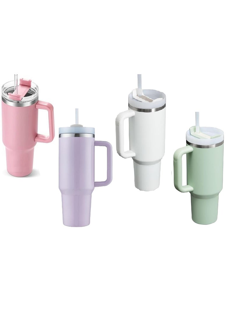 TOPHAVEN TOPHAVEN 40 oz Tumbler with Handle and Straw Lid Insulated Reusable Stainless Steel Water Bottle Travel Mug Iced Coffee Cup Travel Mug for Hot and Cold Beverages, BPA Free (1, Purple)  - Image 4