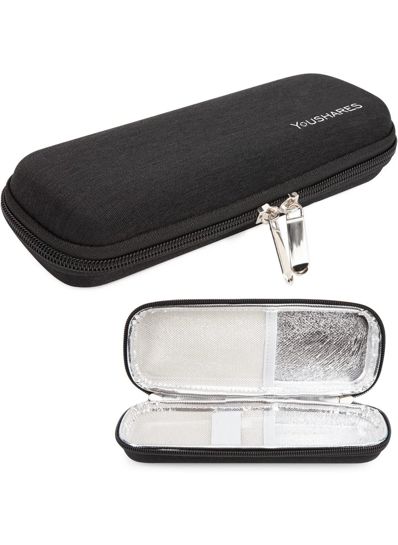 YOUSHARES YOUSHARES Insulin Cooler Travel Case - Small Handy Medication Diabetic Insulated Organizer Portable Cooling Bag for Insulin Pen and Diabetic Supplies (Black) 