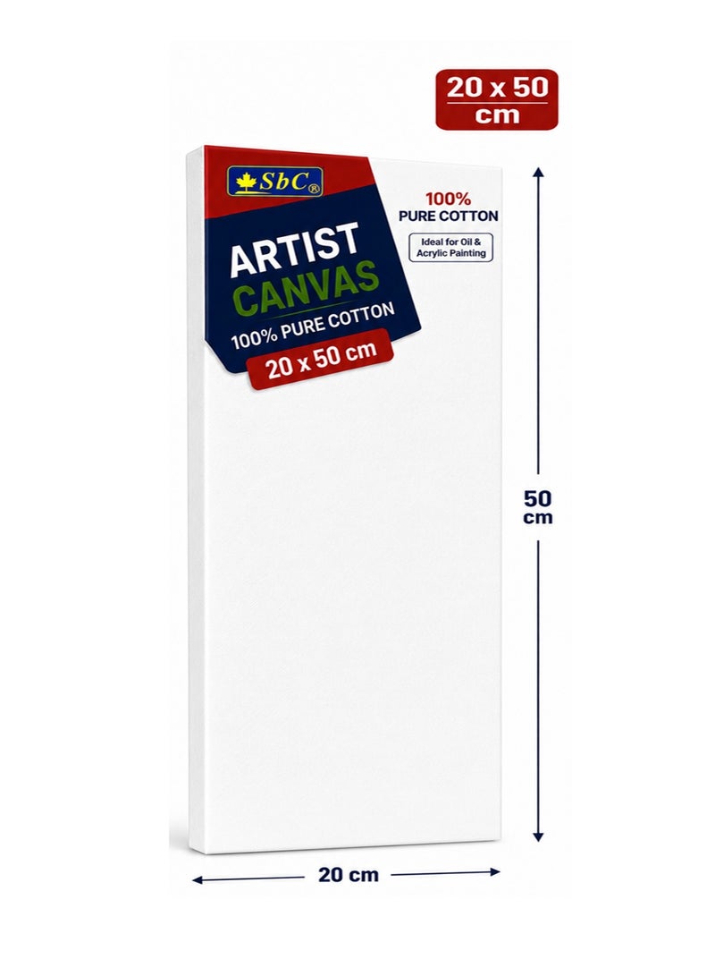 SBC 1-Piece Pure Cotton Artist Canvas Board 20x50cm Size - Image 2