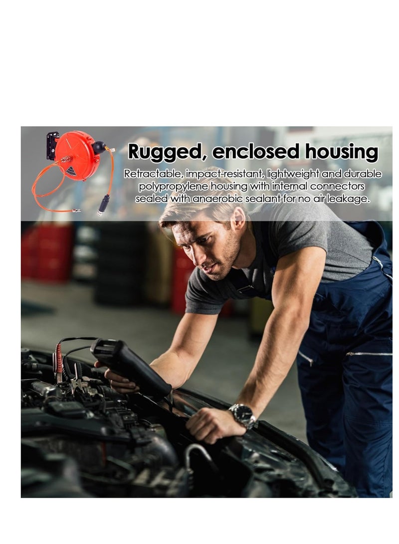 SYOSI بكرة خرطوم الهواء، إعادة لف أوتوماتيكية، بكرة تجارية، مثبتة على الحائط، قاعدة دوارة، بكرة فولاذية ثقيلة لمcompressor الهواء، إعادة لف أوتوماتيكية، ملحقات، مرآب، ورشة عمل، إصلاح سيارات - Image 5