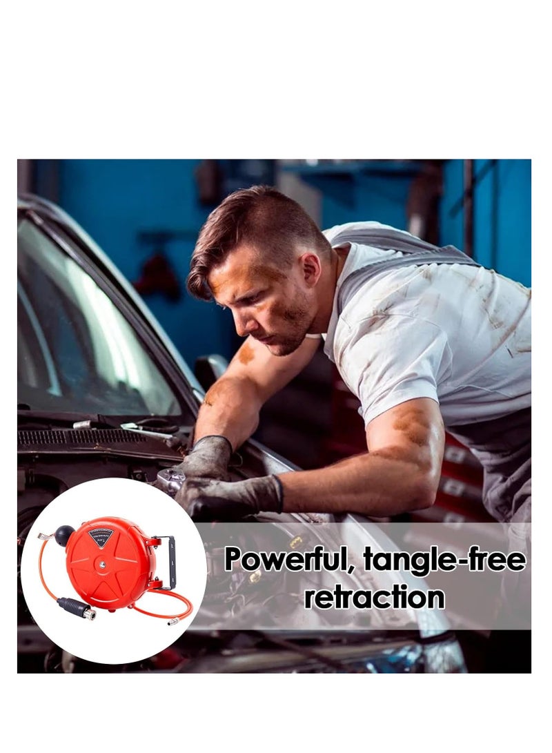 SYOSI بكرة خرطوم الهواء، إعادة لف أوتوماتيكية، بكرة تجارية، مثبتة على الحائط، قاعدة دوارة، بكرة فولاذية ثقيلة لمcompressor الهواء، إعادة لف أوتوماتيكية، ملحقات، مرآب، ورشة عمل، إصلاح سيارات - Image 4